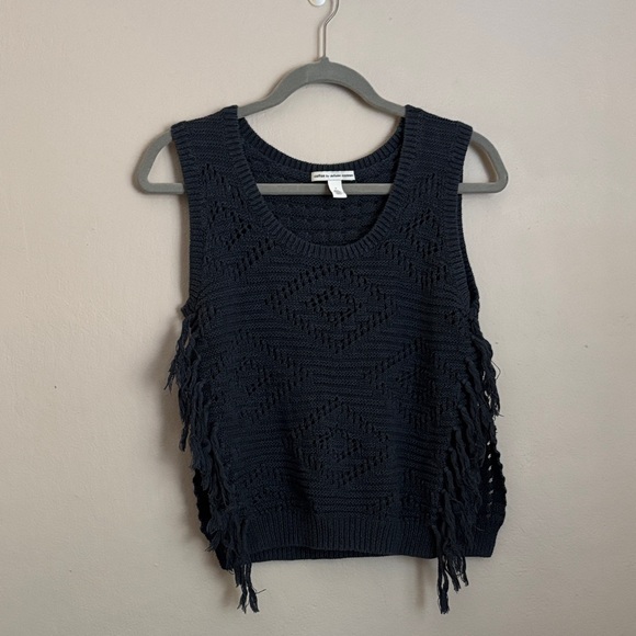 Autumn Cashmere Navy Fringe Knit CottonTank Top size small - Picture 1 of 7